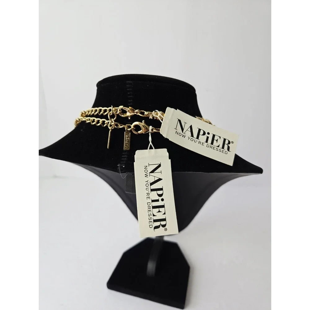 Napier 16 inch gold tone choker chain necklace pair NWT‎ knot link